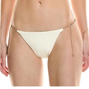 Devon Windsor Cream Bikini Bottom with Gold Chain